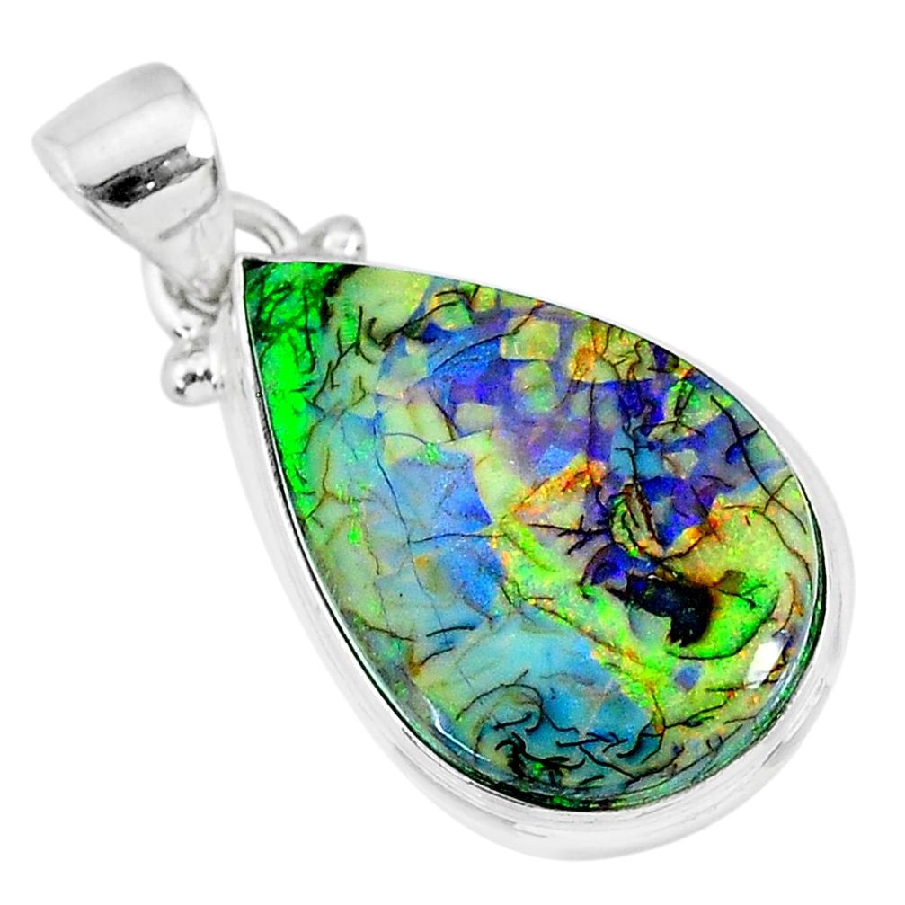 8.12cts multi color sterling opal 925 sterling silver handmade pendant r92501