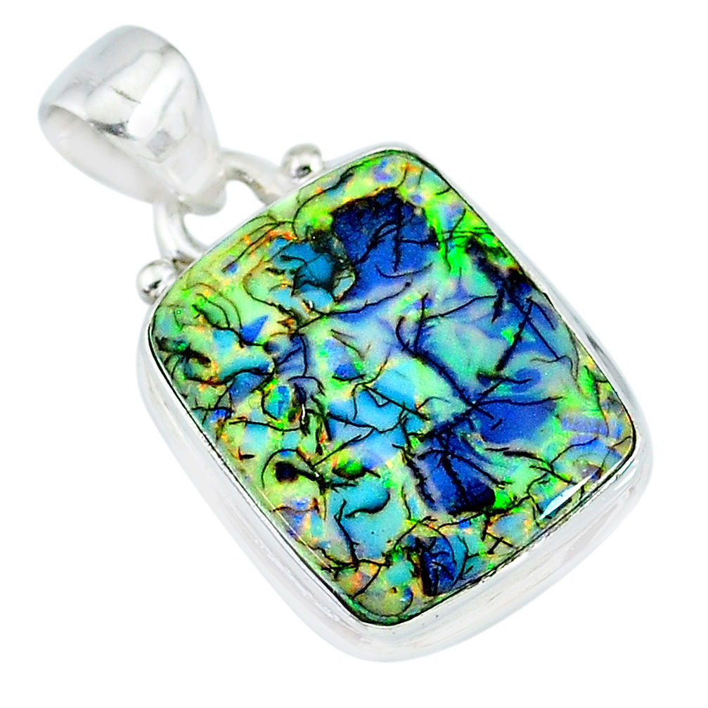 7.96cts multi color sterling opal 925 sterling silver handmade pendant r92506