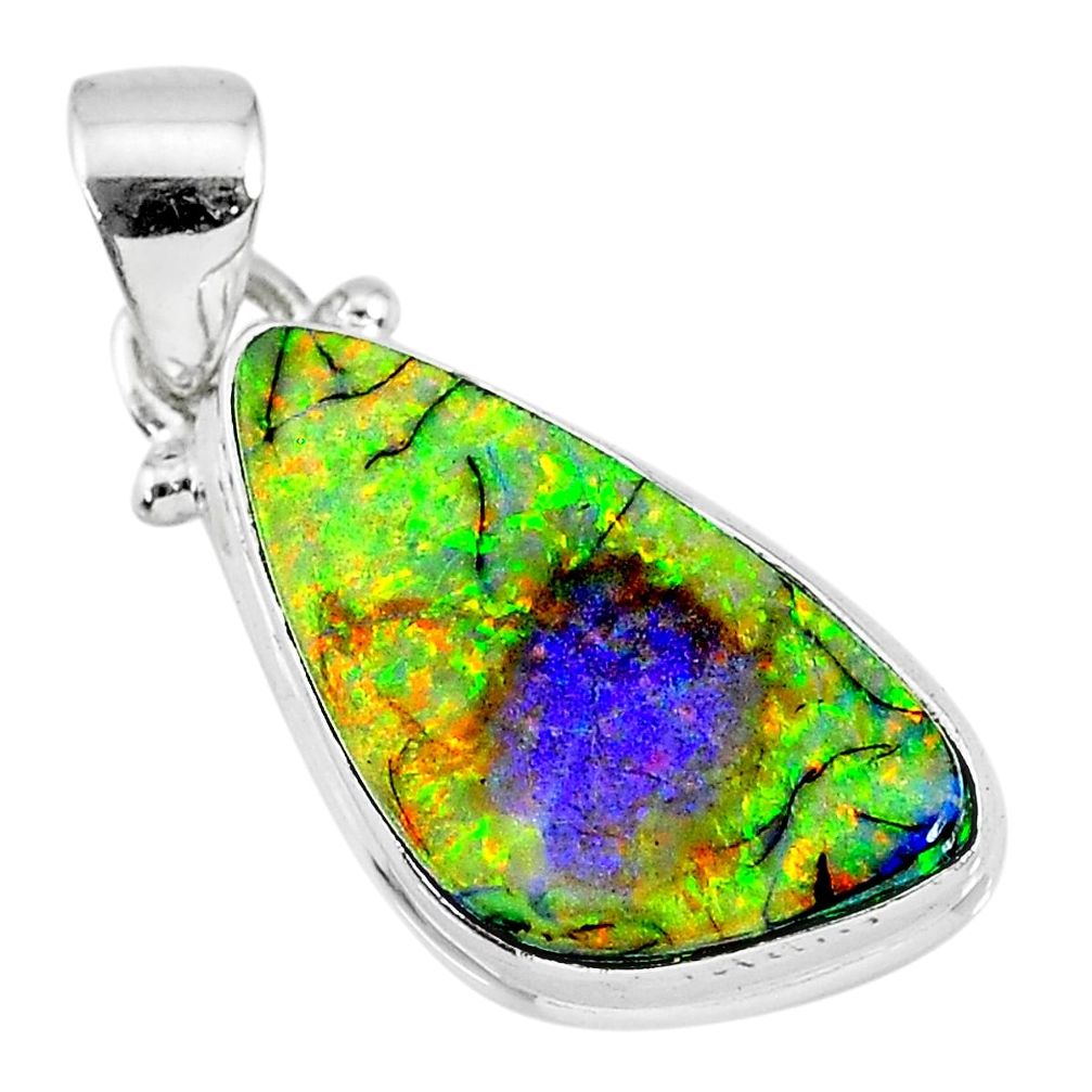 7.17cts multi color sterling opal 925 sterling silver handmade pendant r92514