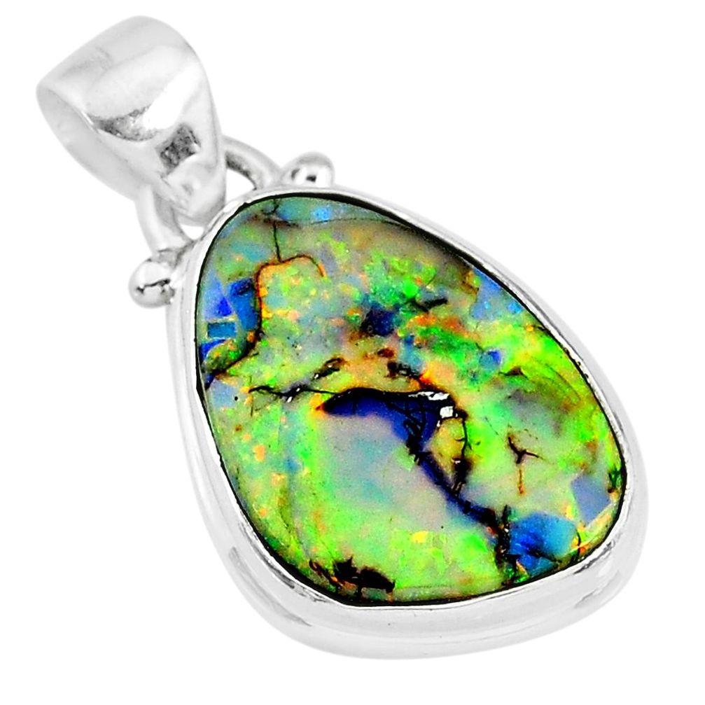 8.00cts multi color sterling opal 925 sterling silver handmade pendant r92522