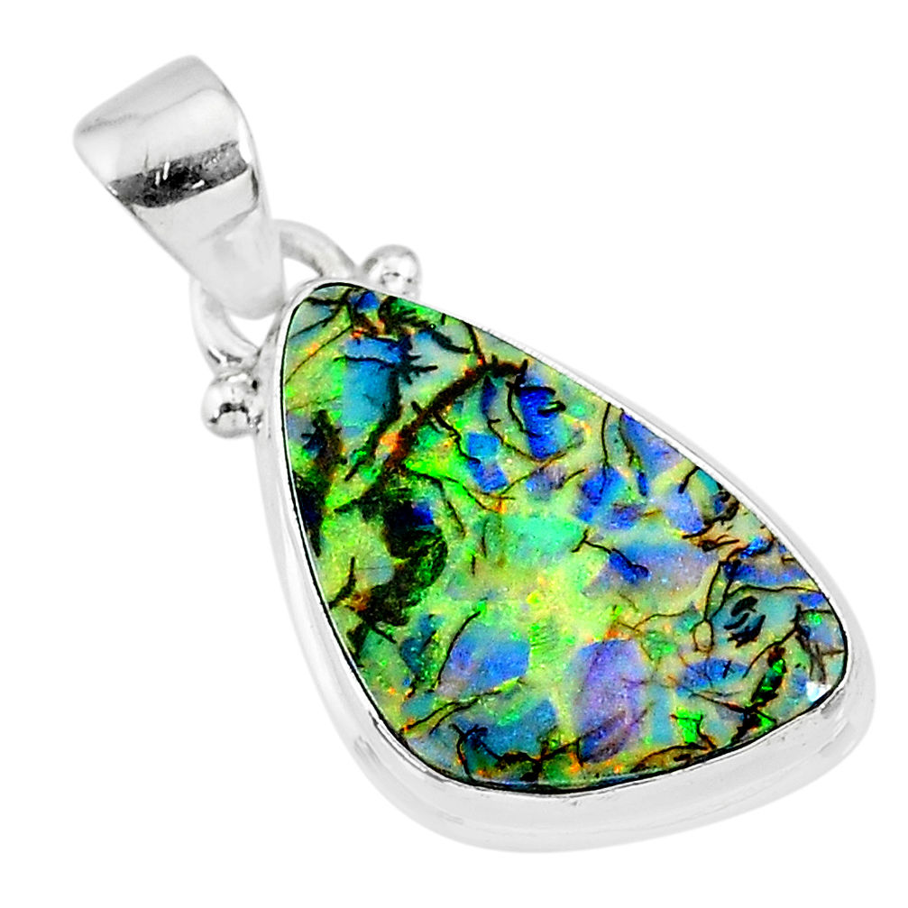 8.00cts multi color sterling opal 925 sterling silver handmade pendant r92525