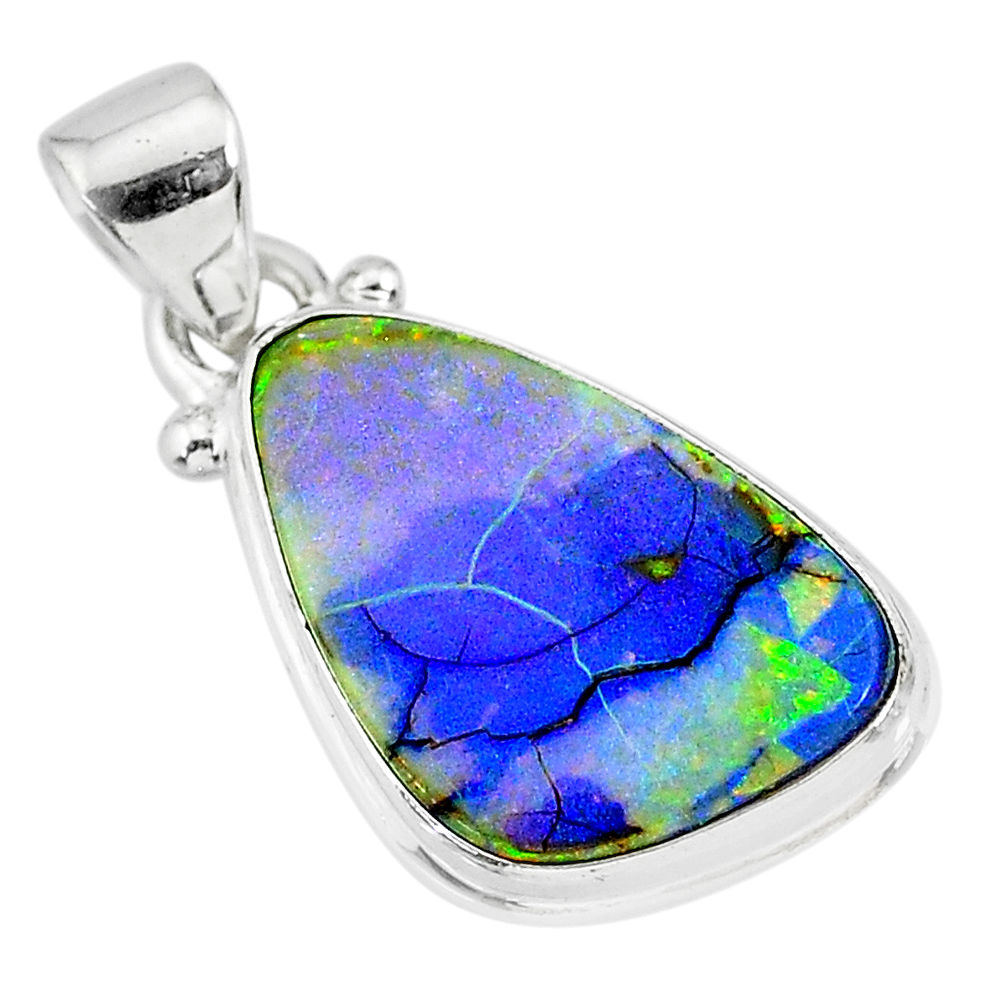 8.12cts multi color sterling opal 925 sterling silver handmade pendant r92536