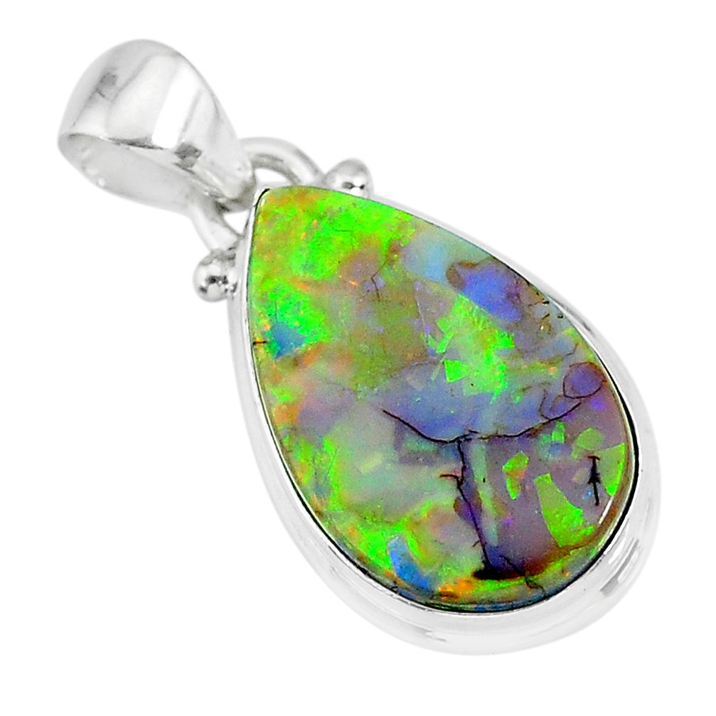 8.56cts multi color sterling opal 925 sterling silver handmade pendant r92539