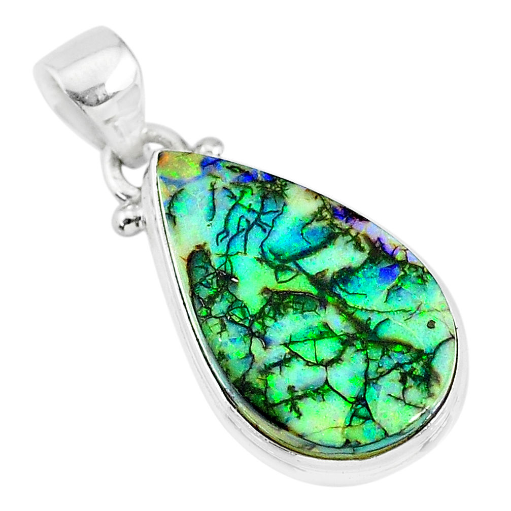 7.66cts multi color sterling opal 925 sterling silver handmade pendant r92540