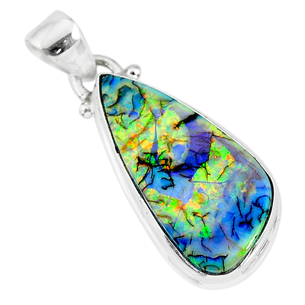 8.84cts multi color sterling opal 925 sterling silver handmade pendant r92549