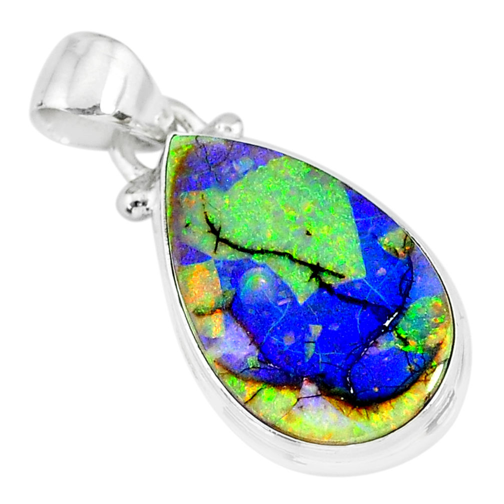 7.66cts multi color sterling opal 925 sterling silver handmade pendant r92556