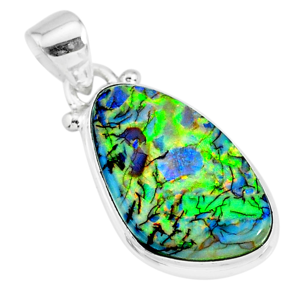 8.03cts multi color sterling opal 925 sterling silver handmade pendant r92559