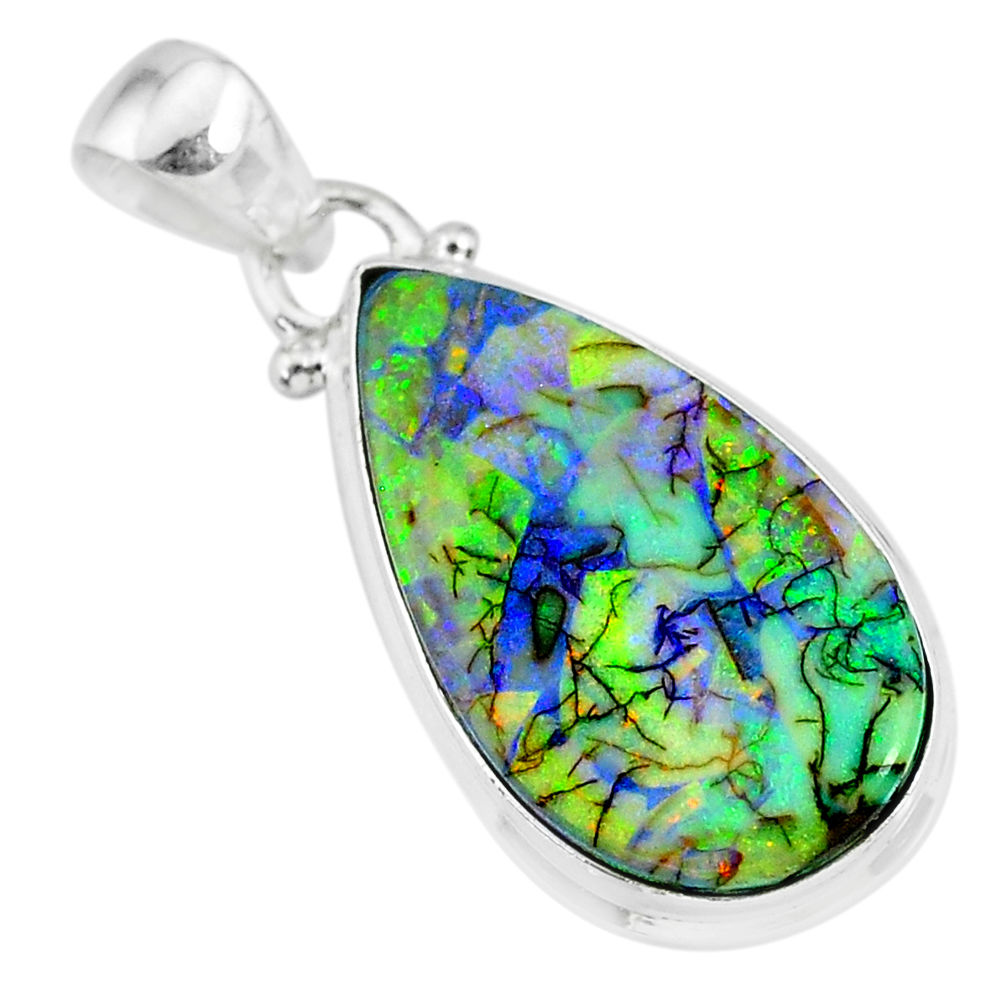 8.84cts multi color sterling opal 925 sterling silver handmade pendant r92561