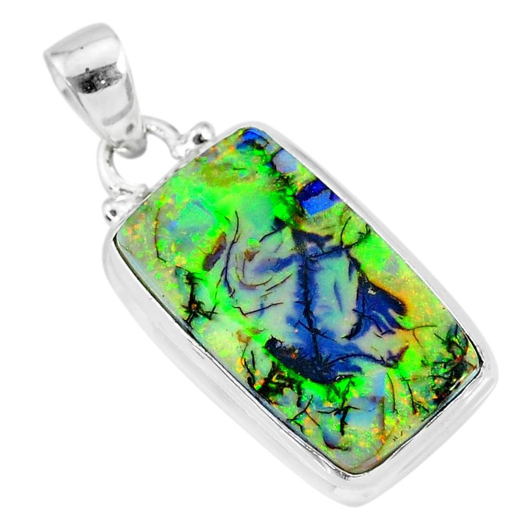 10.19cts multi color sterling opal 925 sterling silver handmade pendant r92563