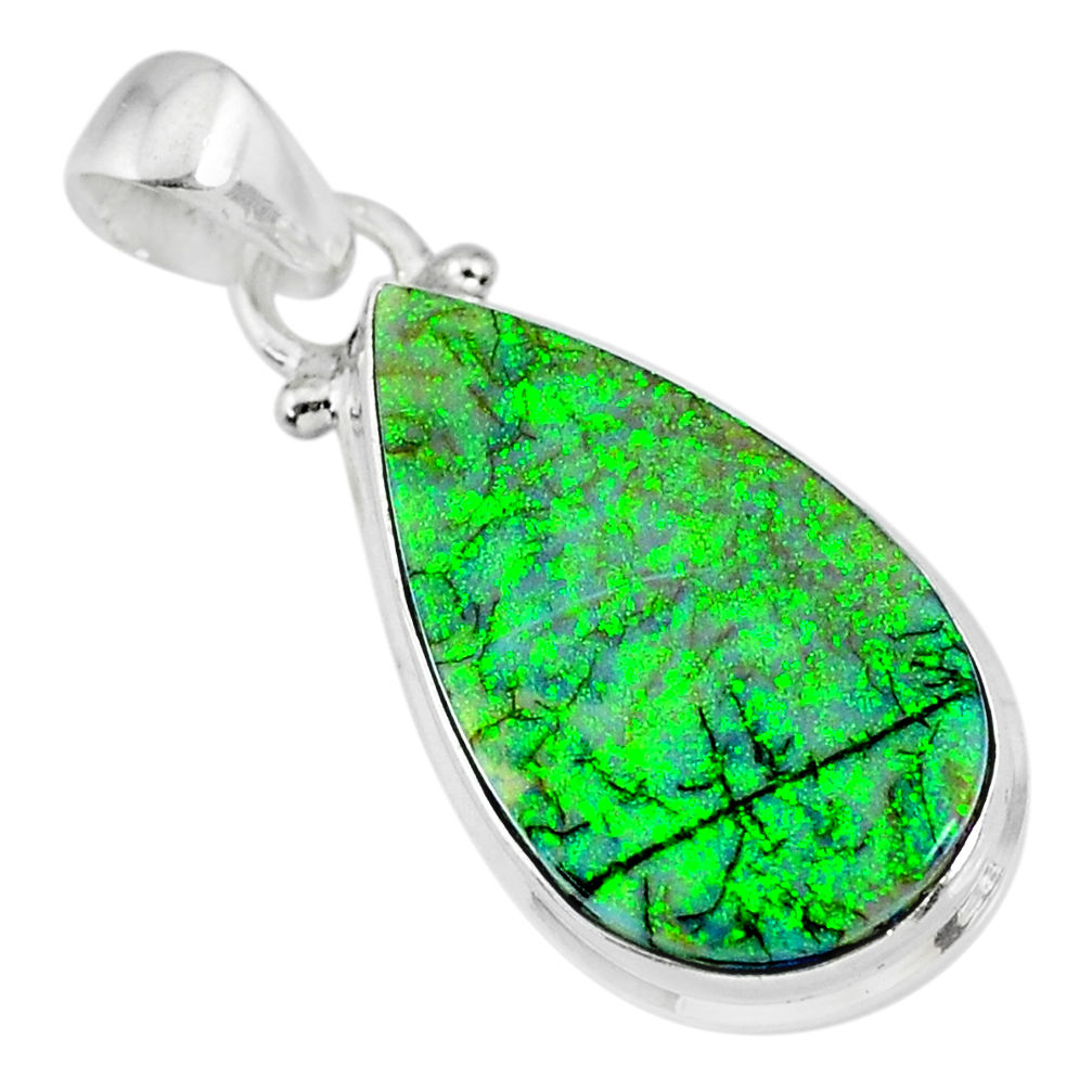 9.39cts multi color sterling opal 925 sterling silver handmade pendant r92565