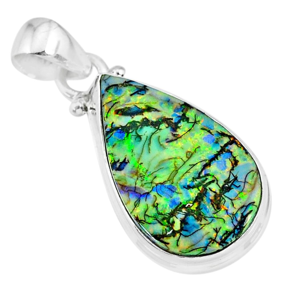 9.37cts multi color sterling opal 925 sterling silver handmade pendant r92566