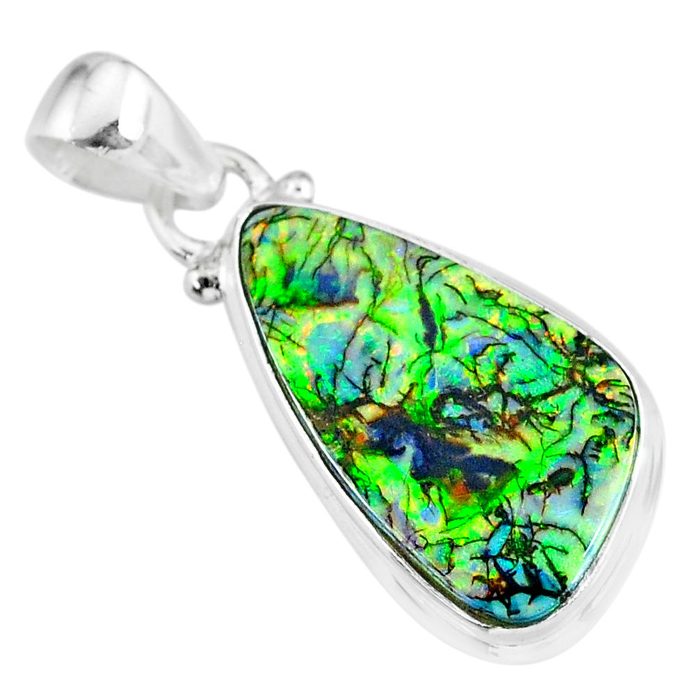 8.87cts multi color sterling opal 925 sterling silver handmade pendant r92570