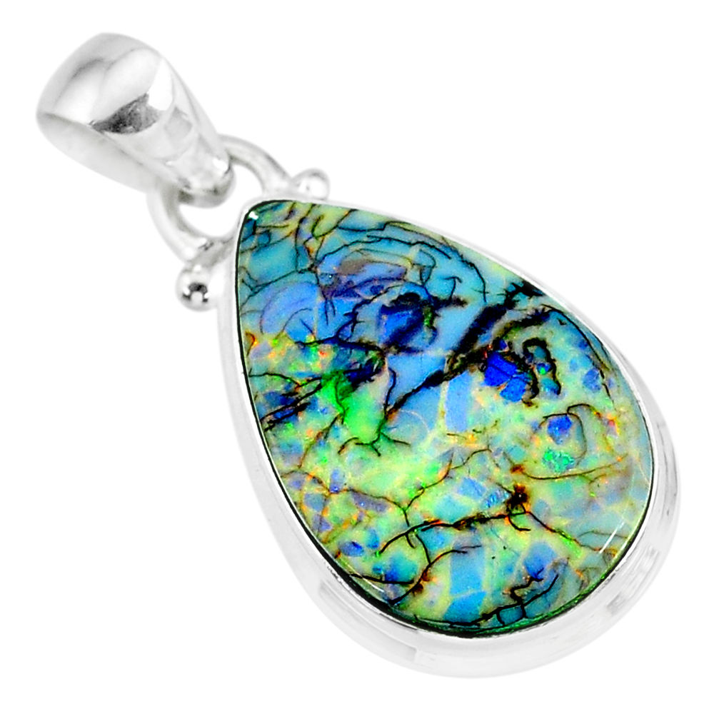 8.51cts multi color sterling opal 925 sterling silver handmade pendant r92575