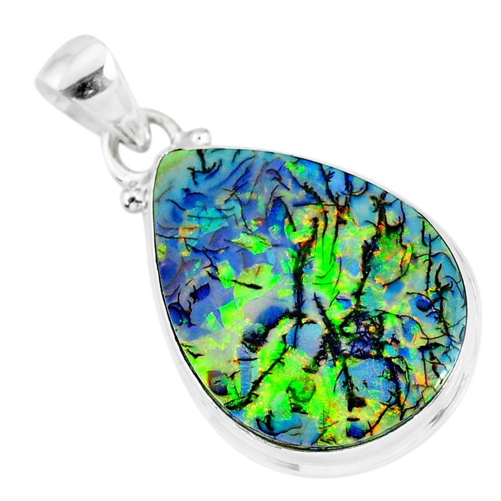 11.07cts multi color sterling opal 925 sterling silver handmade pendant r92577