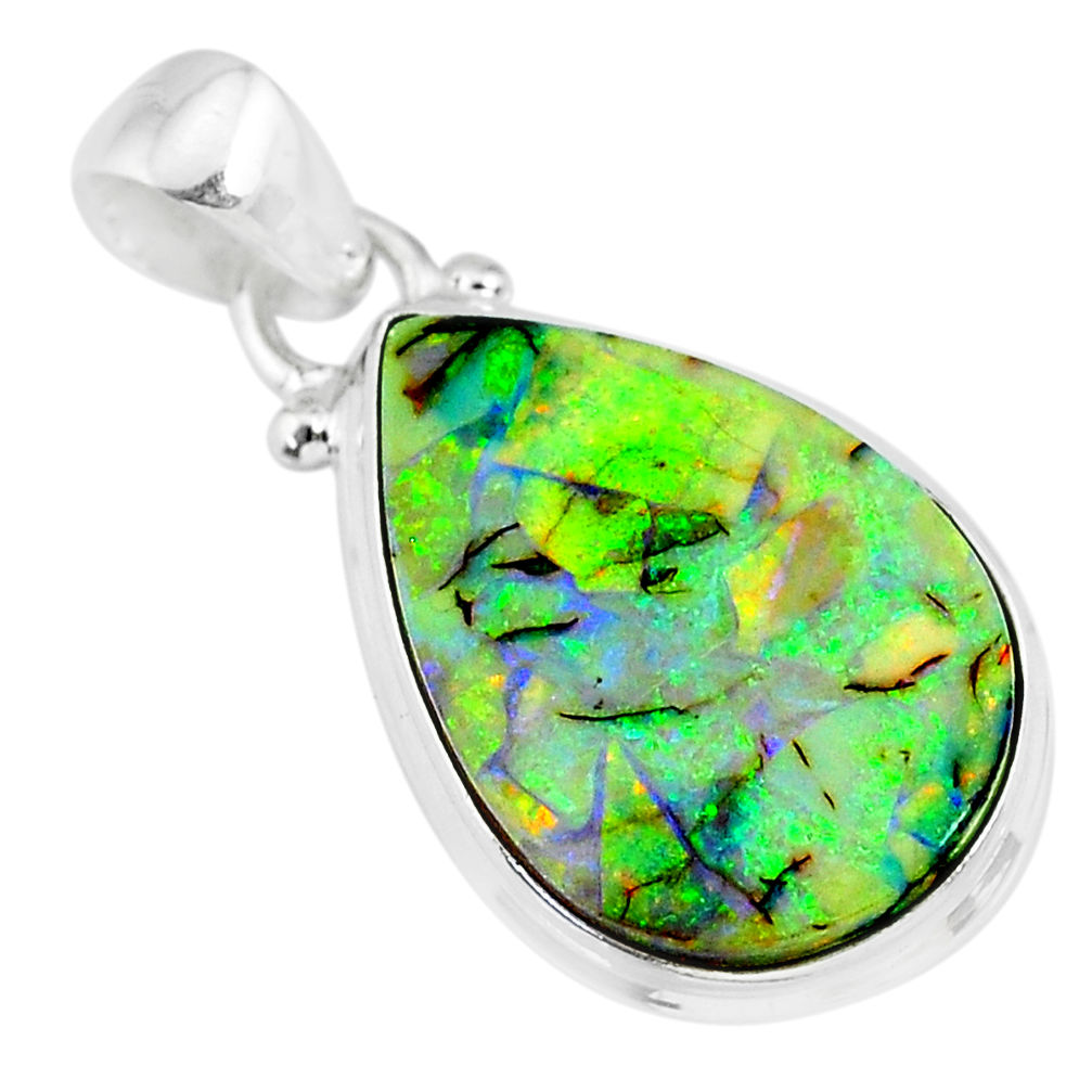 8.51cts multi color sterling opal 925 sterling silver handmade pendant r92594