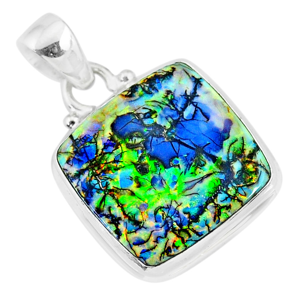 10.32cts multi color sterling opal 925 sterling silver handmade pendant r92598