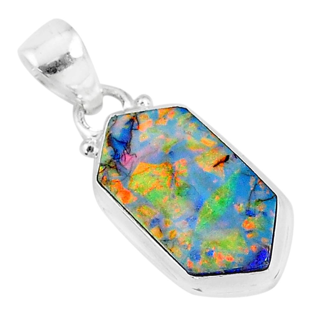 4.90cts multi color sterling opal 925 sterling silver pendant jewelry r95801