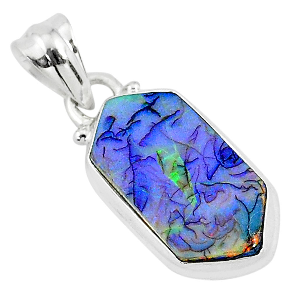4.51cts multi color sterling opal 925 sterling silver pendant jewelry r95815