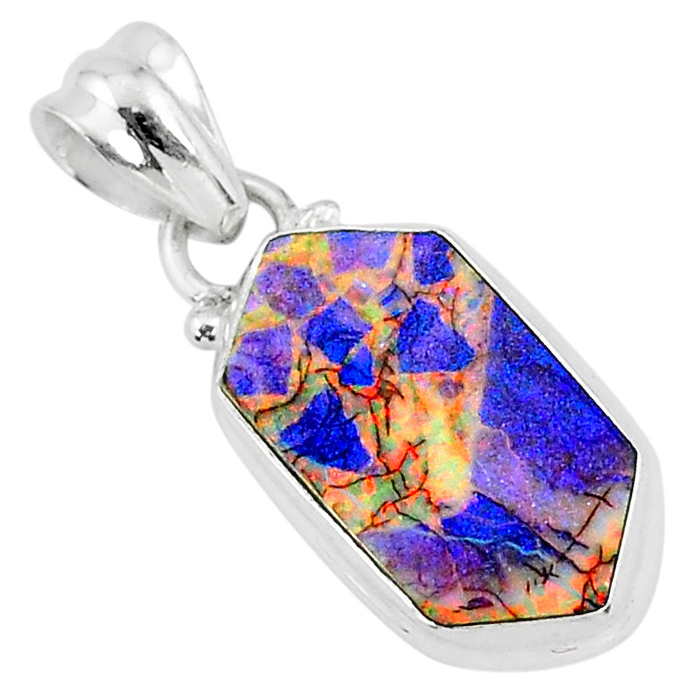 4.61cts multi color sterling opal 925 sterling silver pendant jewelry r95818