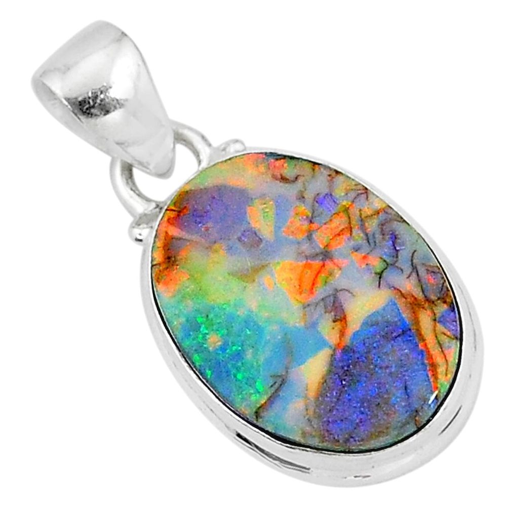 5.42cts multi color sterling opal 925 sterling silver pendant jewelry r95846