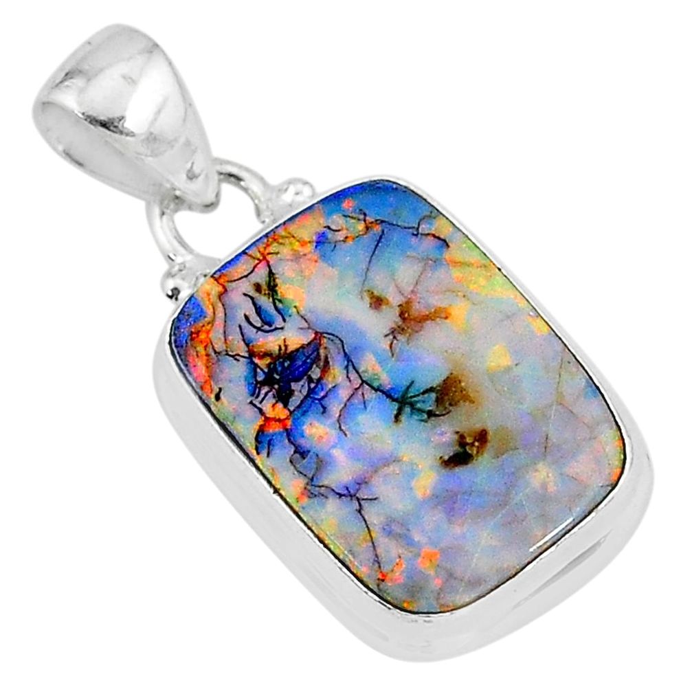 8.23cts multi color sterling opal 925 sterling silver pendant jewelry r95951