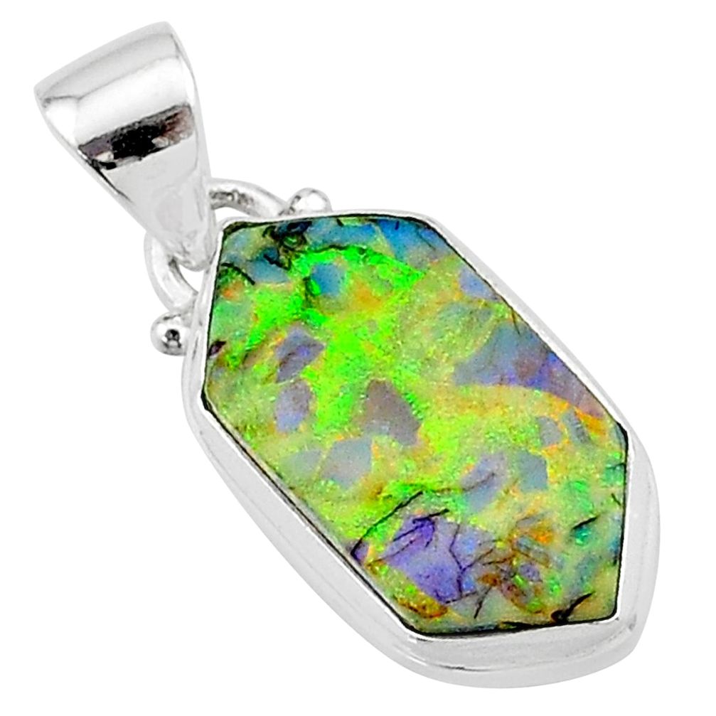 4.63cts multi color sterling opal 925 sterling silver pendant jewelry t13642