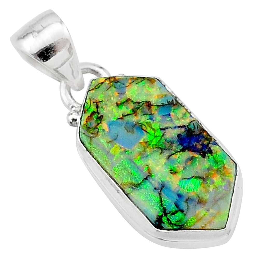 4.94cts multi color sterling opal 925 sterling silver pendant jewelry t13646