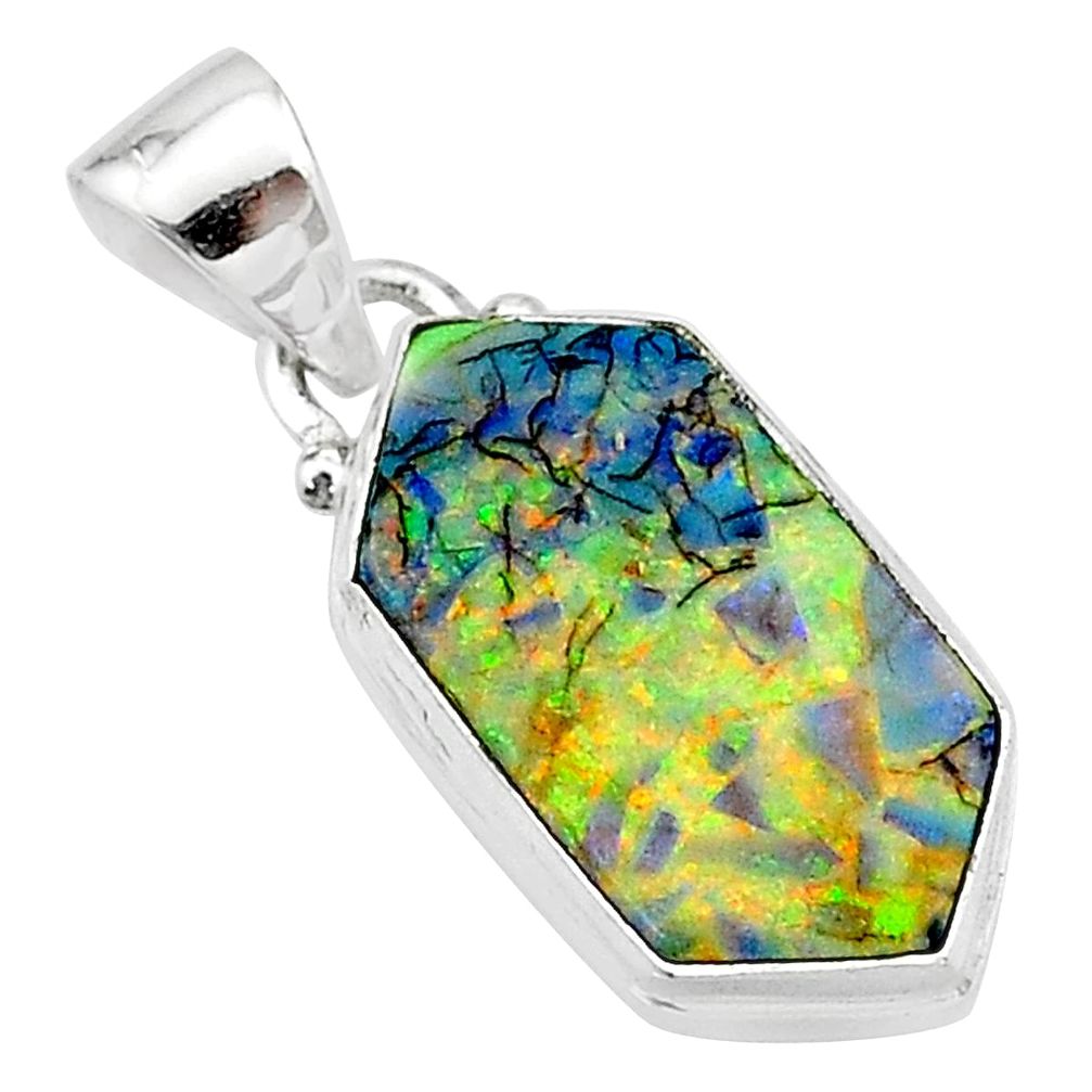 4.89cts multi color sterling opal 925 sterling silver pendant jewelry t13647