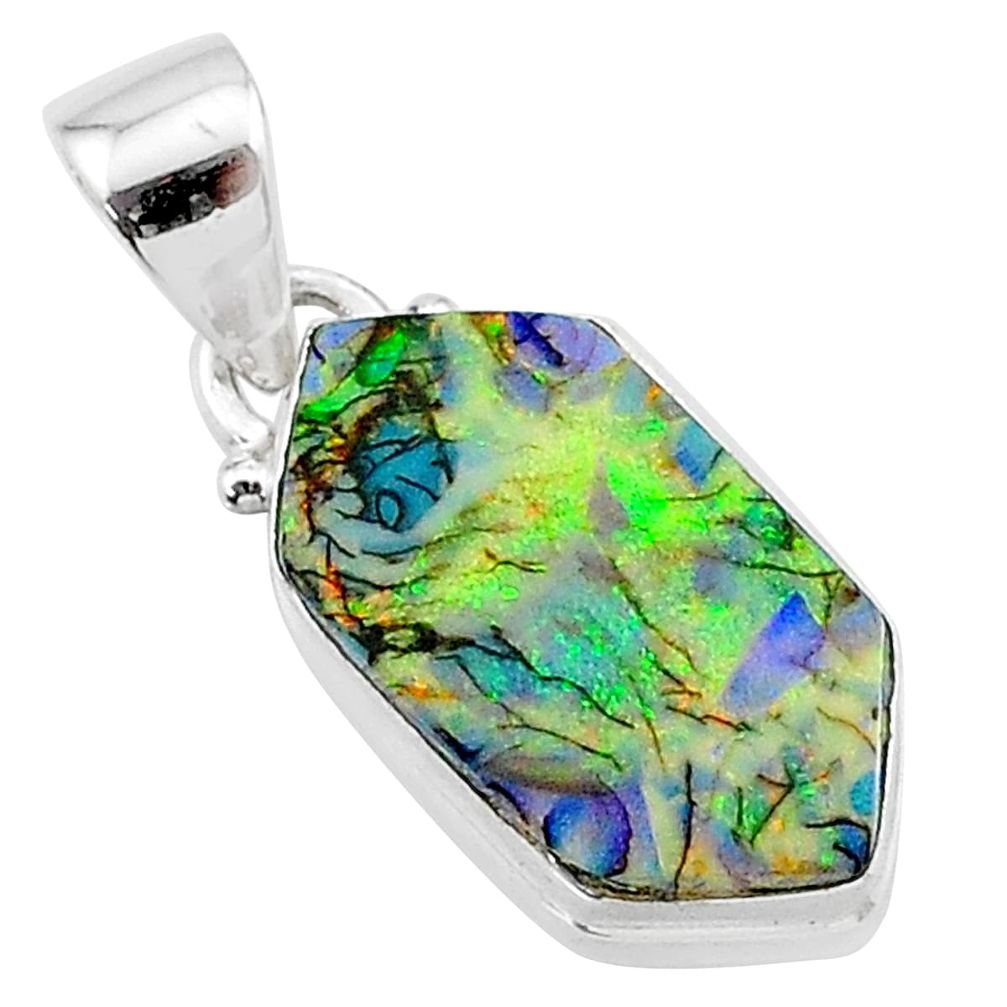 4.63cts multi color sterling opal 925 sterling silver pendant jewelry t13651