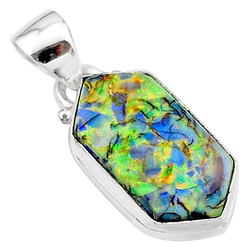 4.54cts multi color sterling opal 925 sterling silver pendant jewelry t13665