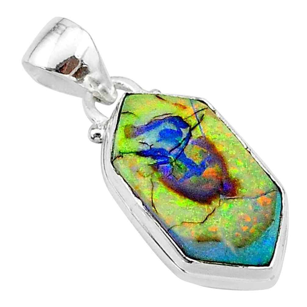 4.84cts multi color sterling opal 925 sterling silver pendant jewelry t13676