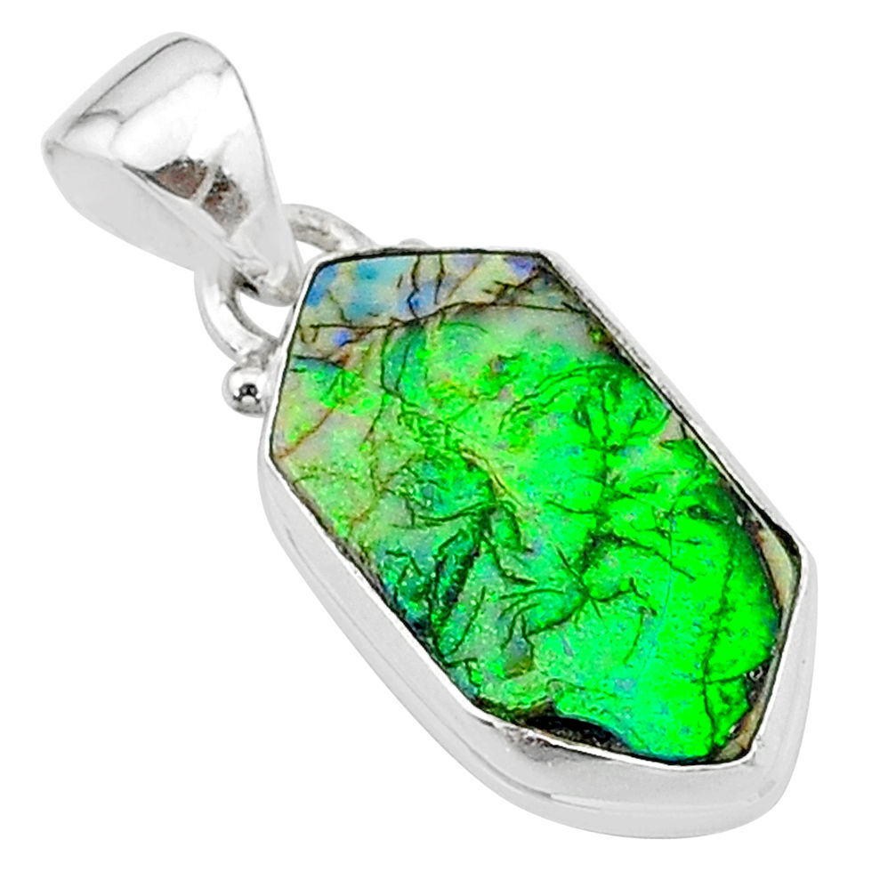 4.63cts multi color sterling opal 925 sterling silver pendant jewelry t13678