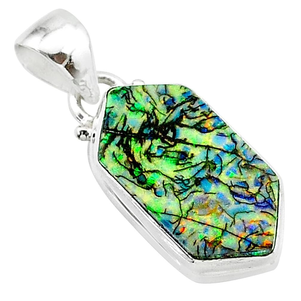 4.89cts multi color sterling opal 925 sterling silver pendant jewelry t13681