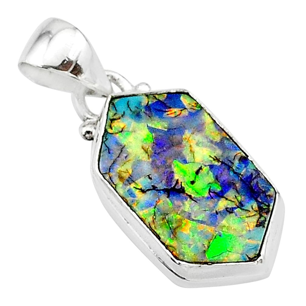 4.60cts multi color sterling opal 925 sterling silver pendant jewelry t13682