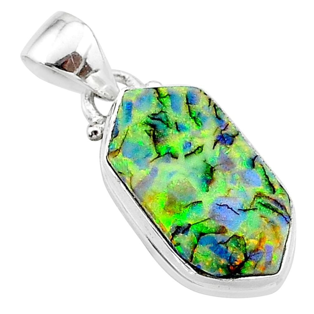 4.94cts multi color sterling opal 925 sterling silver pendant jewelry t13689