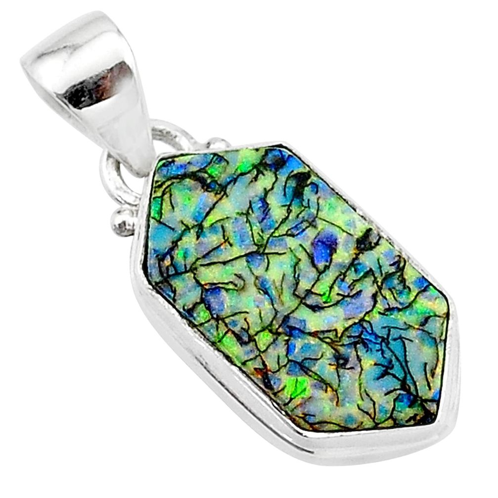 5.13cts multi color sterling opal 925 sterling silver pendant jewelry t13690