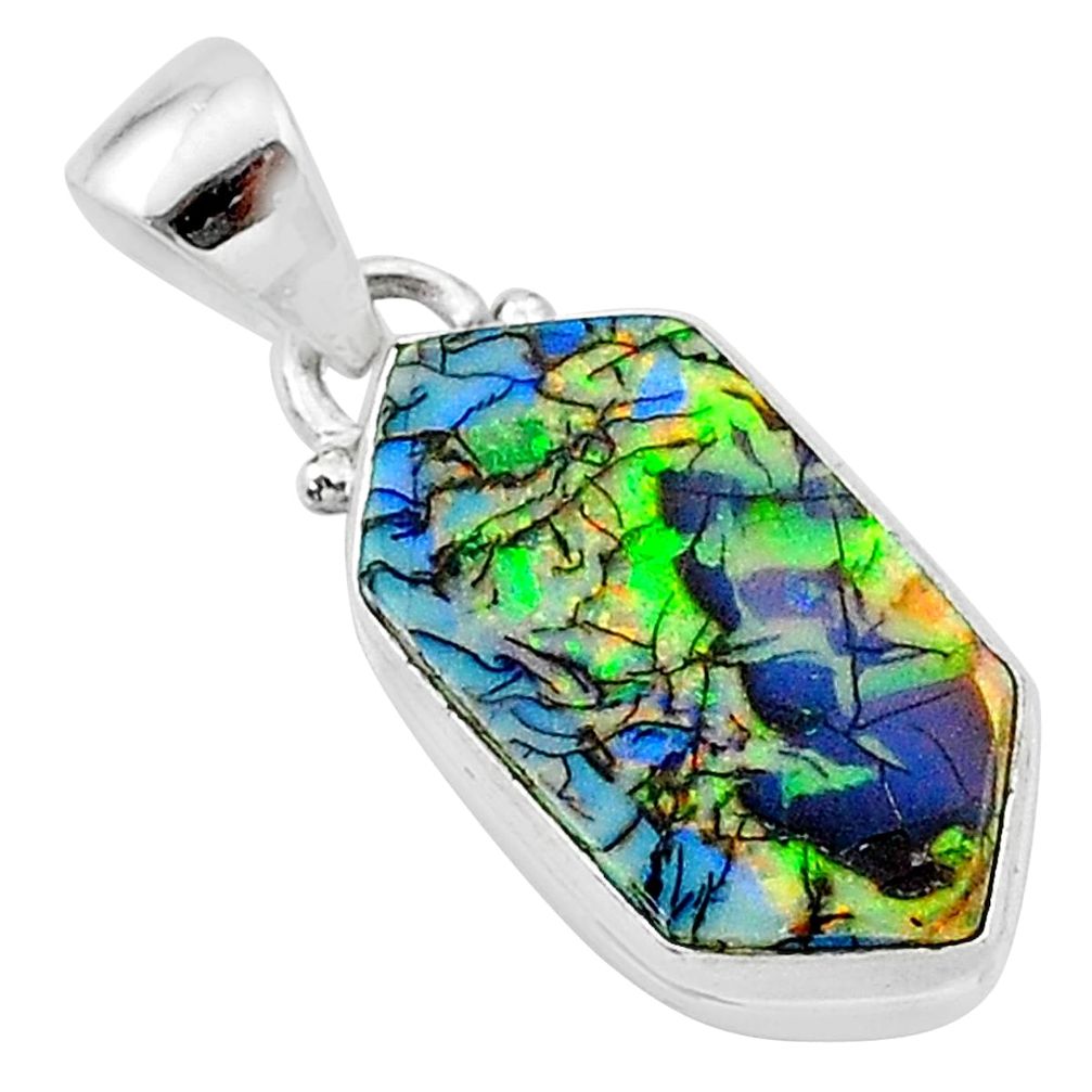 4.89cts multi color sterling opal 925 sterling silver pendant jewelry t13691