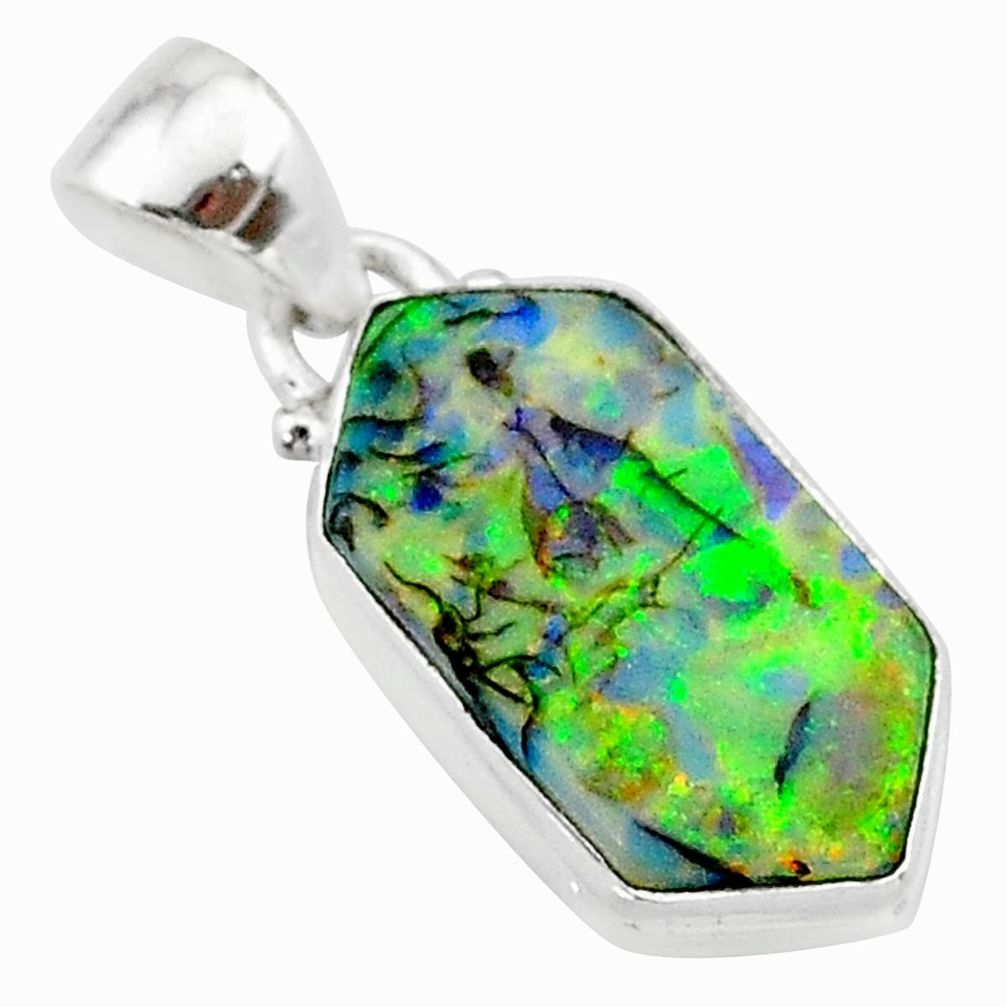 5.21cts multi color sterling opal 925 sterling silver pendant jewelry t13694
