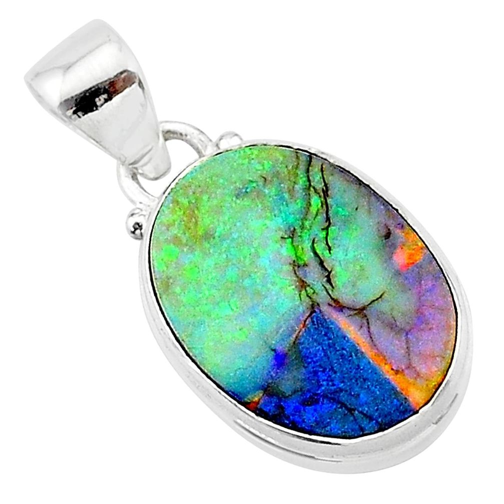 6.50cts multi color sterling opal 925 sterling silver pendant jewelry t13713