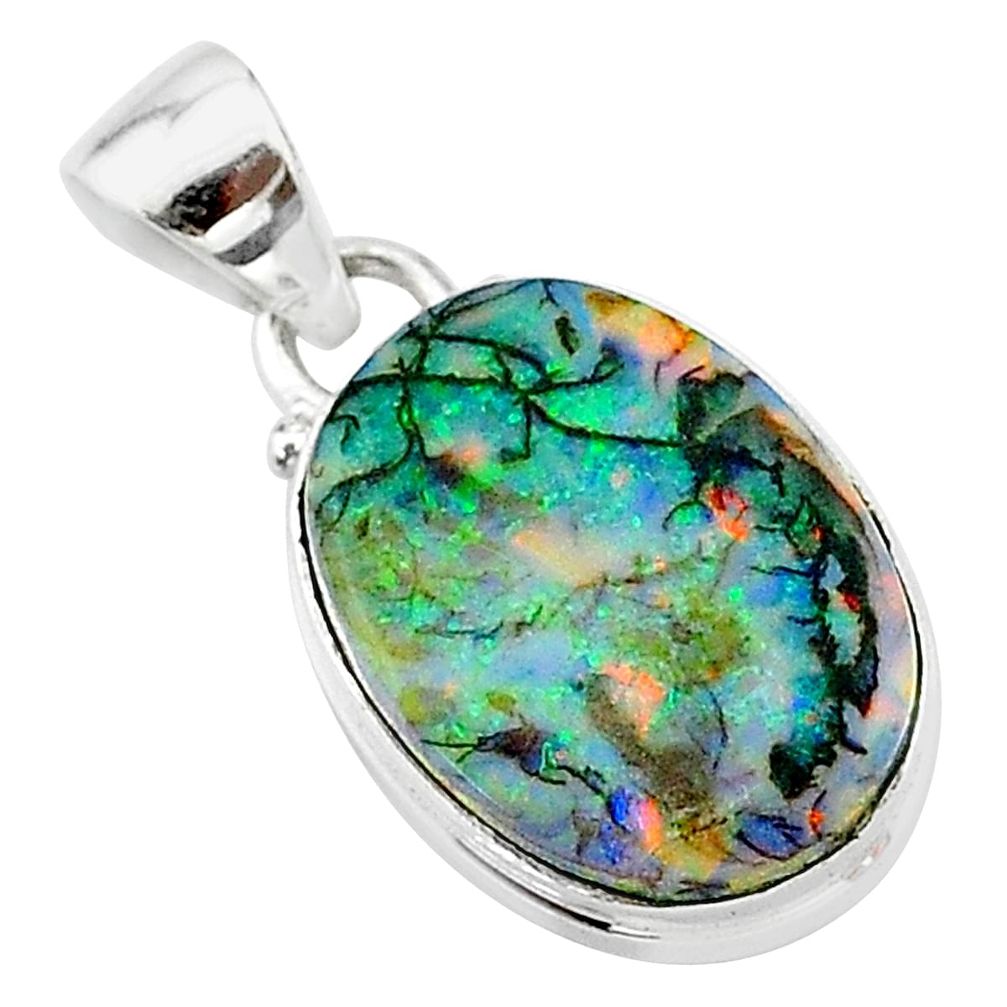 6.16cts multi color sterling opal 925 sterling silver pendant jewelry t13715