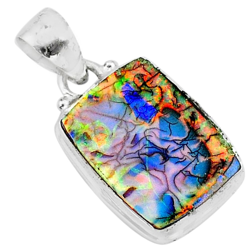 6.44cts multi color sterling opal 925 sterling silver pendant jewelry t13834