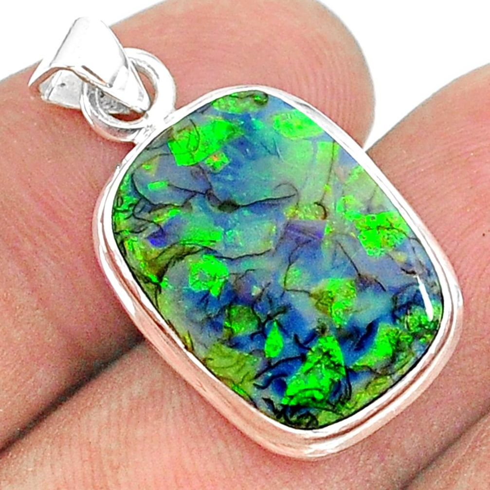 5.87cts multi color sterling opal 925 silver pendant jewelry t34549