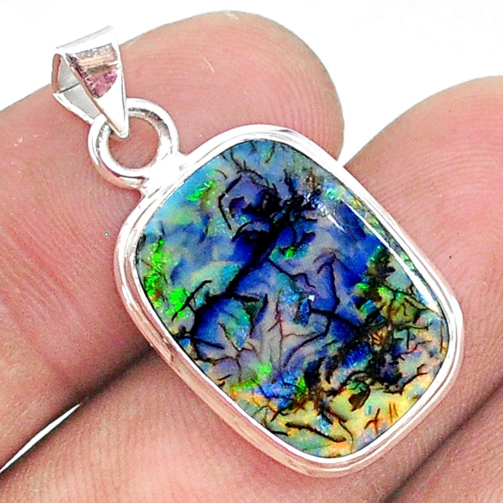 6.17cts multi color sterling opal 925 silver pendant jewelry t34555