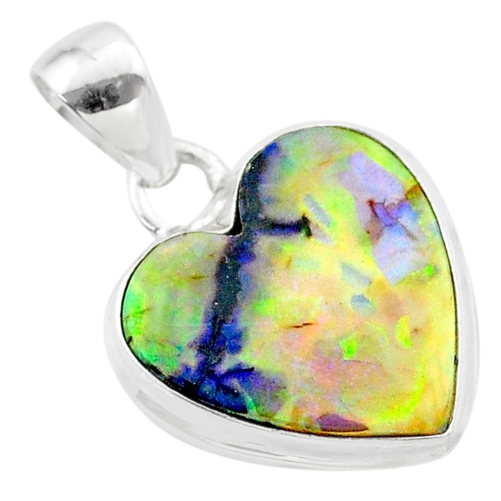 6.61cts multi color sterling opal 925 sterling silver pendant jewelry t45221