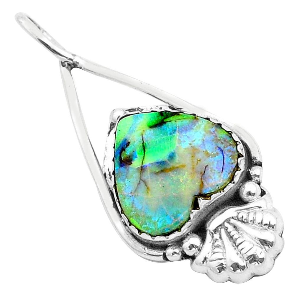 3.08cts multi color sterling opal heart 925 sterling silver pendant u59367