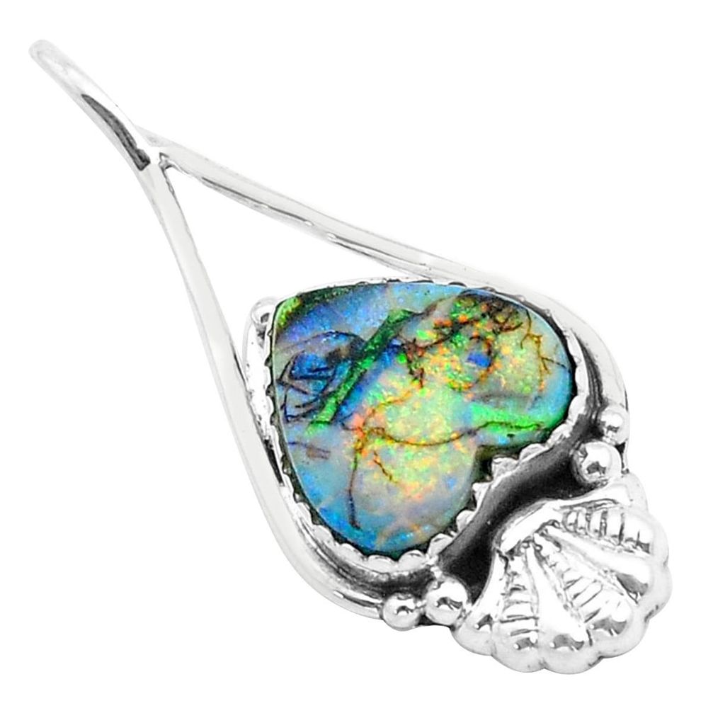 3.12cts multi color sterling opal heart 925 sterling silver pendant u59385