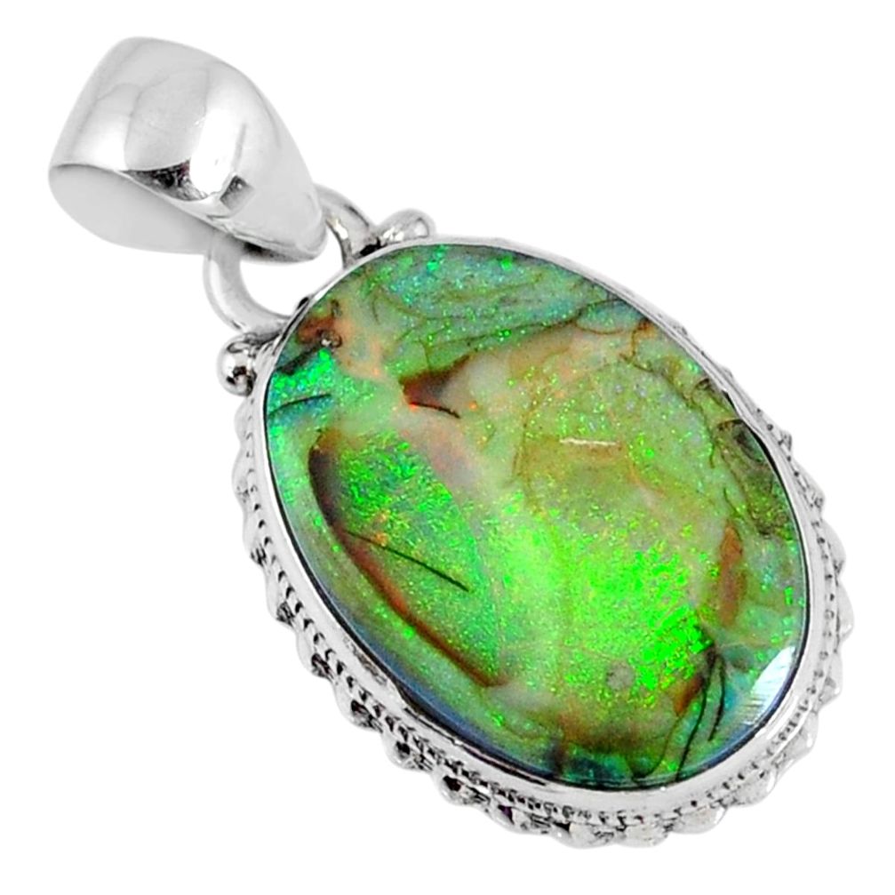 8.69cts multi color sterling opal oval sterling silver pendant jewelry r58795