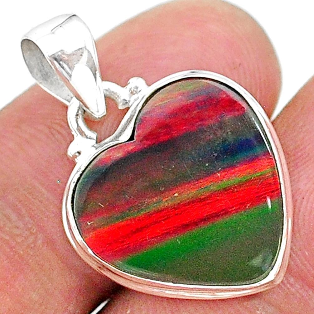 7.10cts multi color volcano aurora opal (lab) 925 sterling silver pendant t16847