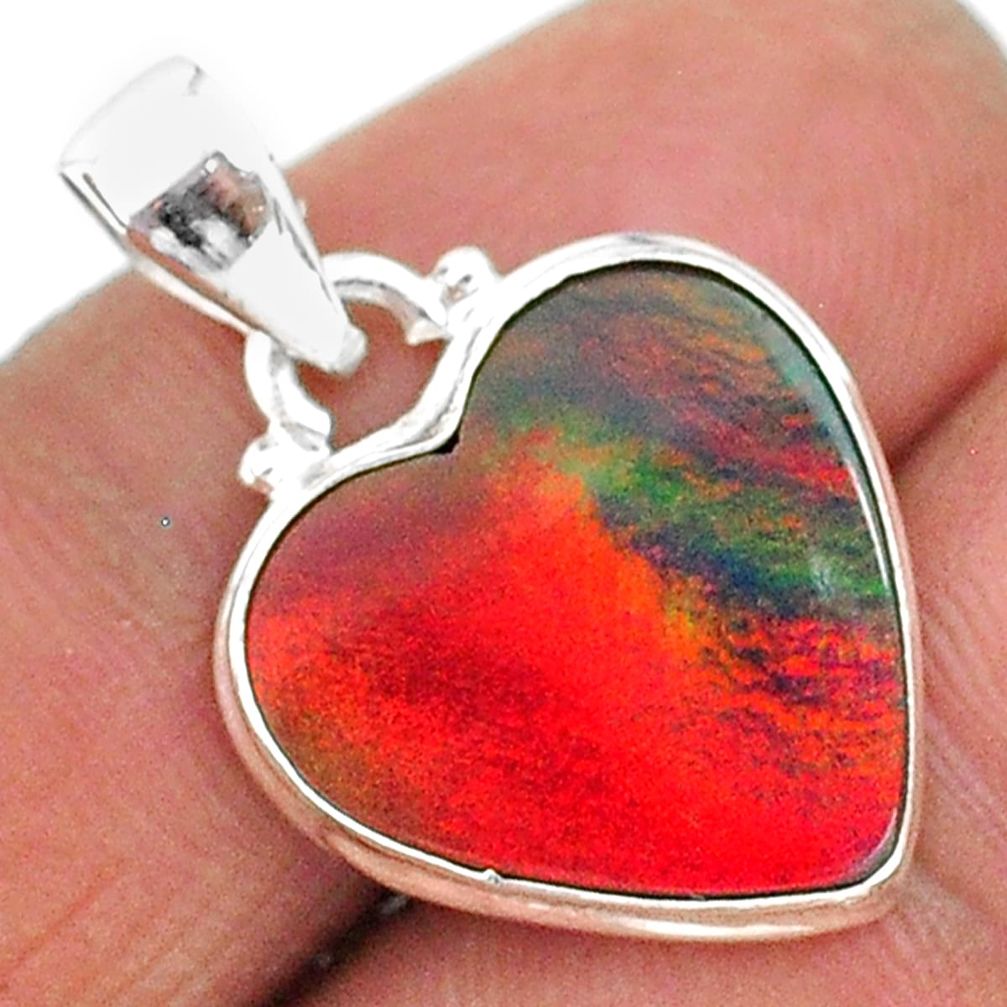 6.57cts multi color volcano aurora opal (lab) 925 sterling silver pendant t16866