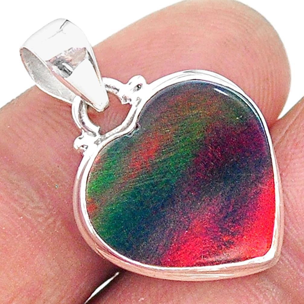 6.70cts multi color volcano aurora opal (lab) 925 sterling silver pendant t16872